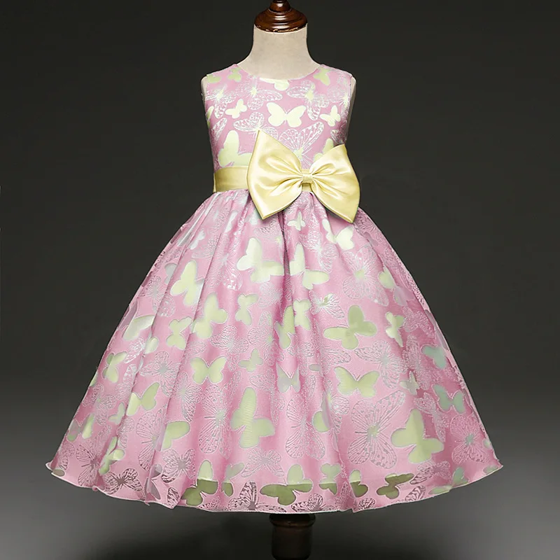 

2018 winter kids girls butterfly floral formal party ball gown prom princess bridesmaid wedding children peagant tutu mesh dress
