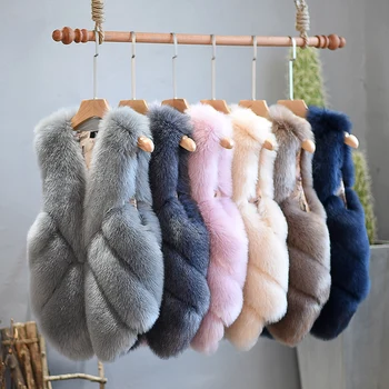 

Dophee Faux Fox Fur Vest Coat Women Short Slim Soft All-match Korean Style Winter Fur Sleeveless Coats Lady Fashion Overcoat