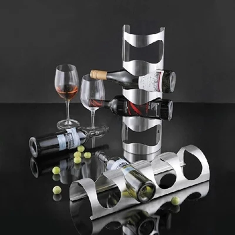 304 Stainless Steel Wine Rack Bar Wall Mounted Kitchen Holder for 4