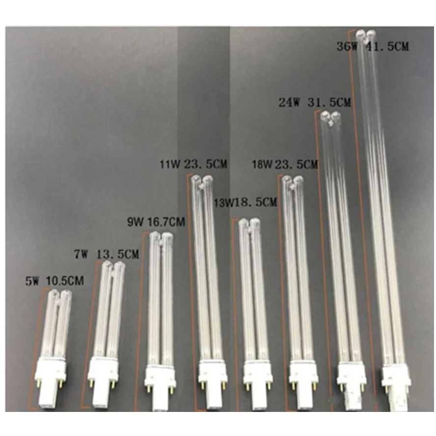 UVC кварцевые Замена линейный двухтрубный светильник лампочка SUNSUN Jebo УФ стерилизаторы осветлителей Аквариумы 5 Вт-36 Вт двухконтактный G23 база