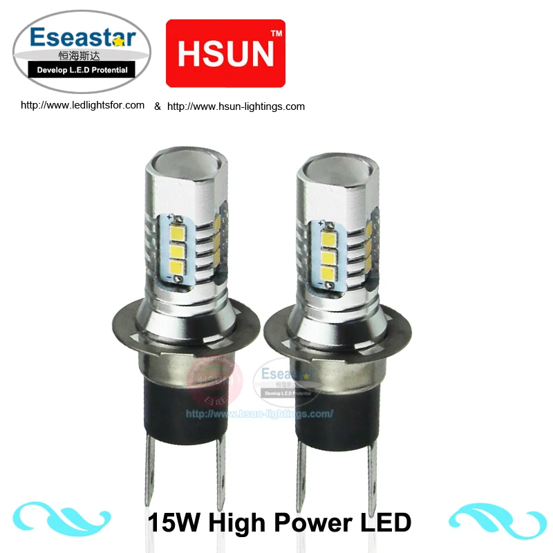 

Eseastar 2pcs H3C 15W LED-HIGH-POWER-LED Xenon White H3C LED Fog Lights DRL Daytime Running Lamp Bulb DC12V