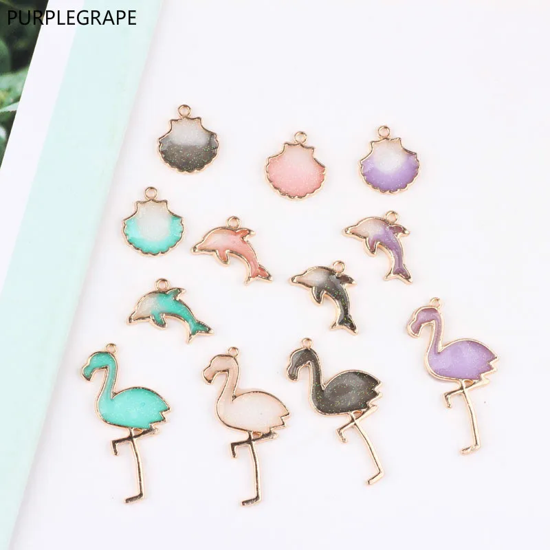 

DIY Korean version of the drop oil alloy jewelry pearlescent temperament pendant hair accessories earrings material 10 pieces