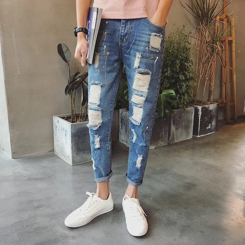 black and white patched jeans