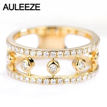 AULEEZE Мода 0,50 cttw натуральный обручальные кольца желтого золота 18 карат кольцо на головщину для Для женщин ювелирные изделия