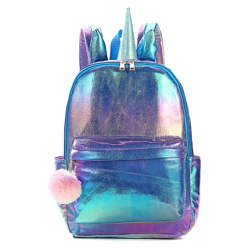 

Cute Unicorn Backpack For Women Holographic Reflection PU Backpack Teenage Student Large Capacity Storage School Bags