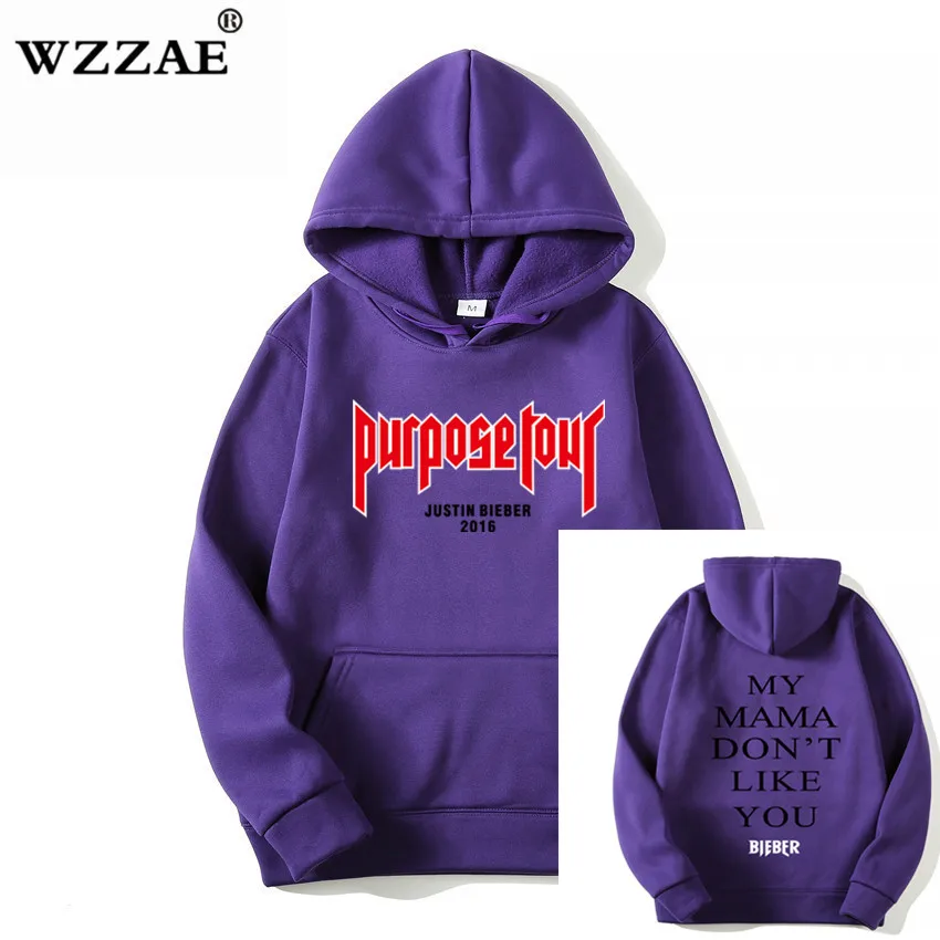 Justin Bieber Poster Hip Hop sweat homme Hoodie Hooded Man Letters Justin Bieber Purpose Tour Streetwear Gray Black Pink Hoodies