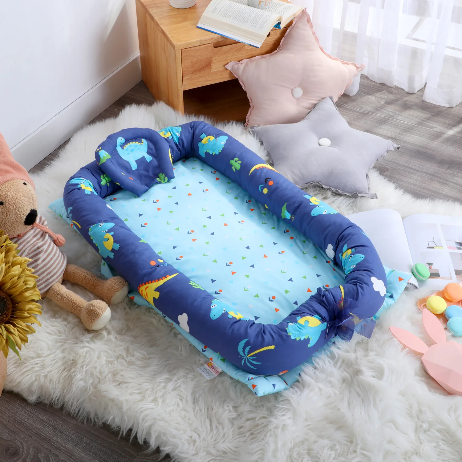 Детская бионическая кровать кроватки стороны Портативный Путешествия изолированные имитировать матку для 0-24 м дети младенческой Дети хлопок кровать гнездо бампер