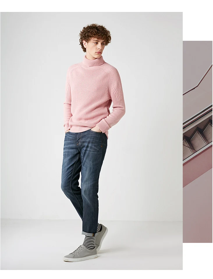 Отборный мужской шерстяной свитер с высоким воротом разных цветов | 418425533