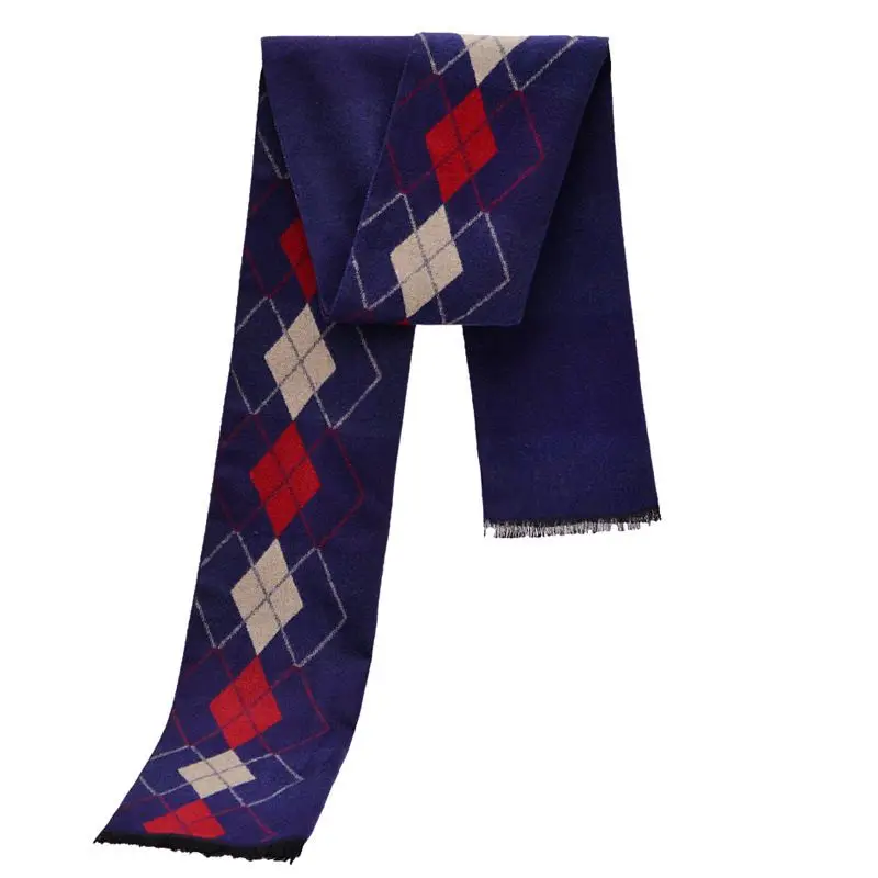 Fashion font b Tartan b font Scarves Men Winter Luxury Brand Design Rhombus Pattern Scarfs Long