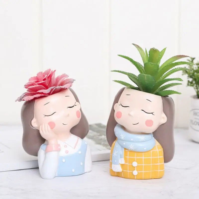 

Cute Girls Shaped Flower Pot Succulent Cactus Plant Pots Bonsai Planter For Home Garden Office Desktop Decoration