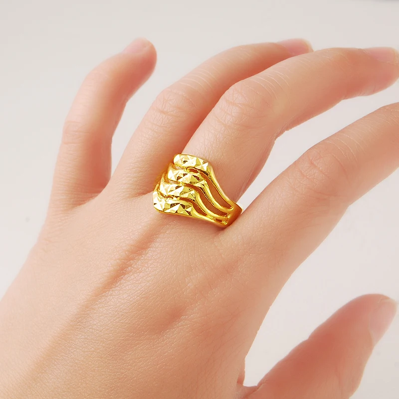 

New Men Women Fashion Jewelry 24K Yellow Gold Color Rings for Hip Hop Rock Cocktail Party Accessories anillos mujer Trinket