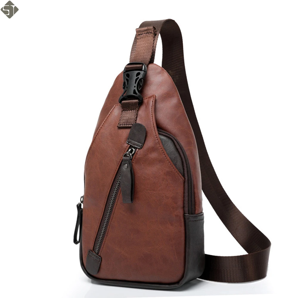 Fashion Leather Men Messenger Bags Cross Body Shoulder Chest Bags Packs Water Shape Favorite ...