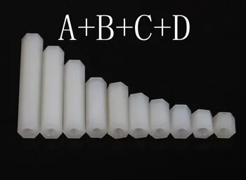 

M4*8 M4*10 M4*12 M4*15 M4*18 20 22 25 28 30 Hexagonal flat head double pass nylon column plastic support column isolation M4X8