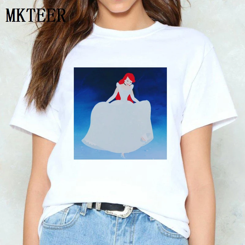 

Ariel As Cinderella Vogue Print Women's 2019 Fashion Tee Shirt Femme Harajuku T Shirt Summer Ulzzang Casual Kawaii Tops&Tees