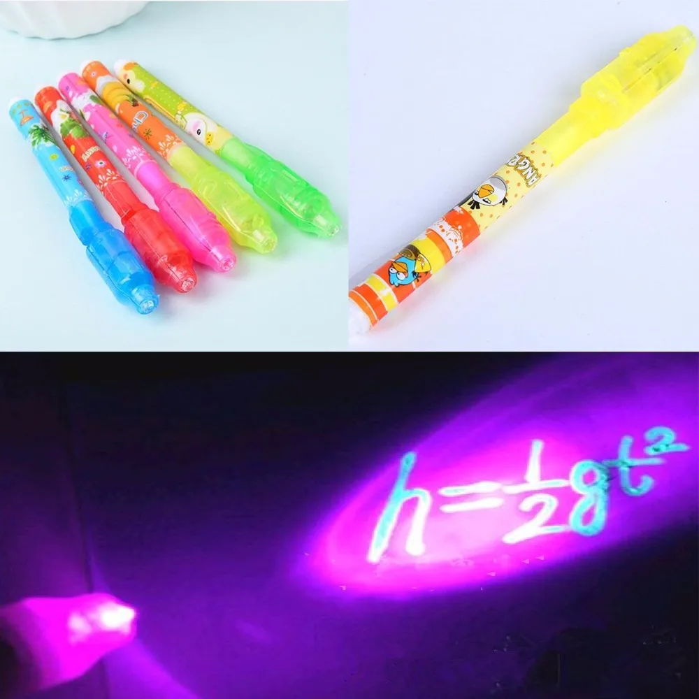 

1Pcs Magic Purple 2 In 1 UV Black Light Combo Candy Color Highlighter Creative Stationery Invisible Ink Pen H2325