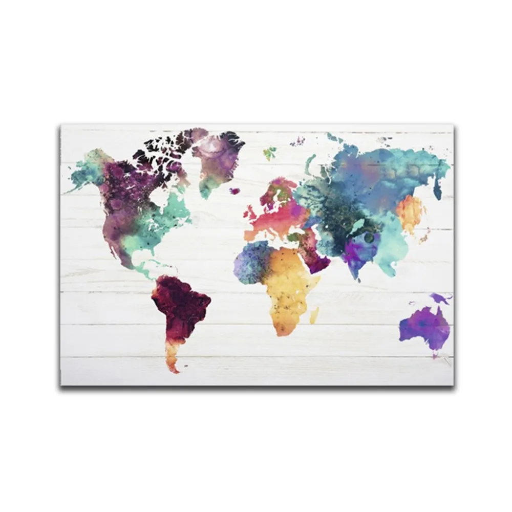 

Colorful World Map Pattern Handmade Canvas Art Oil Painting Modern Abstract Wall Painting Pictures for Living Room Decoration