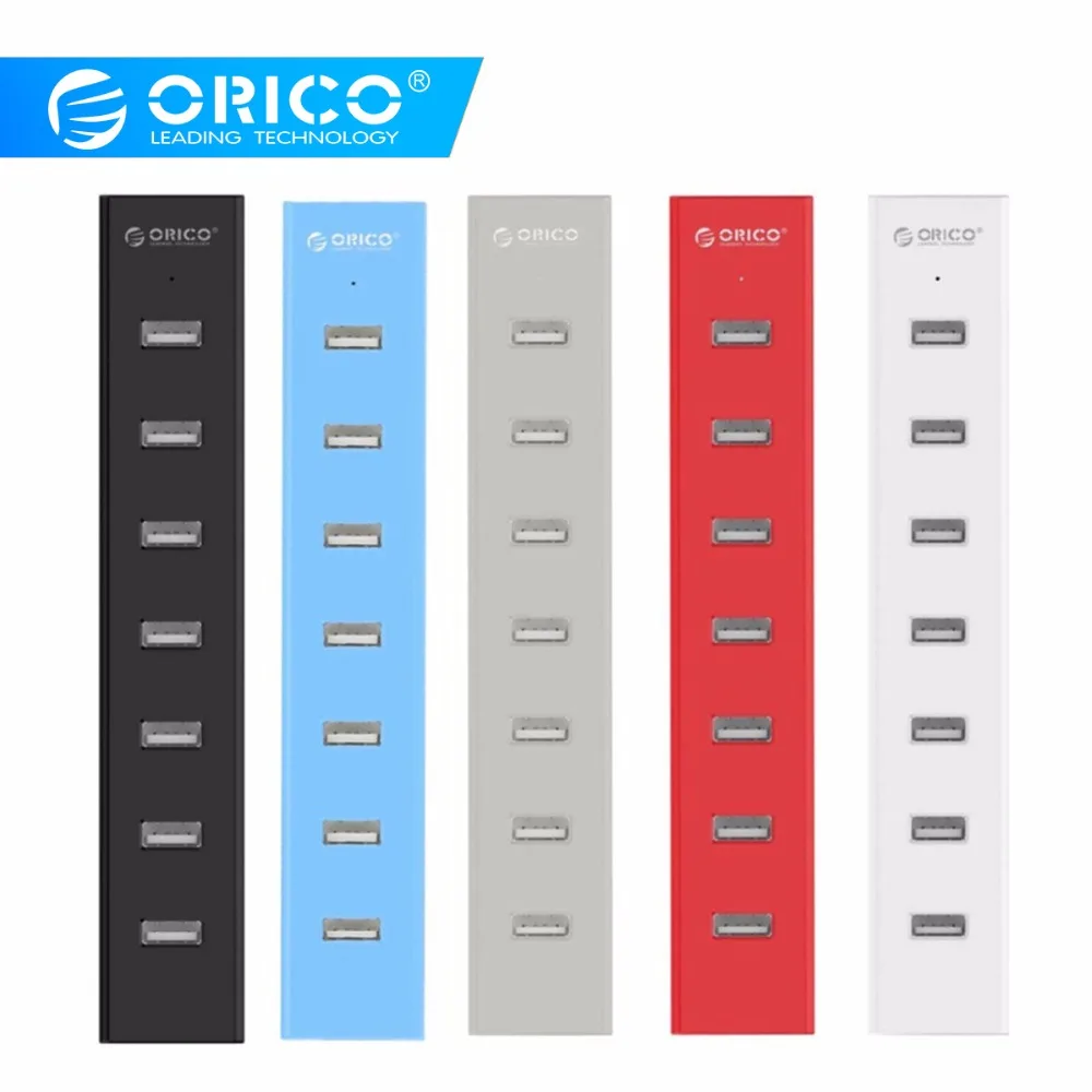 ORICO 7 портов USB 2,0 концентратор для iPhone x 8 6 7 plus Macbook Air ноутбук идеально с 100 см кабель для передачи данных-черный/белый/серый/синий