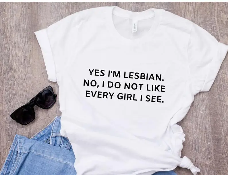 

Skuggnas New Arrival Yes I'm a lesbian shirt Lesbian T-shirt Equality Gay Pride Shirt Lesbian Gift Short Sleeve Fashion Tees