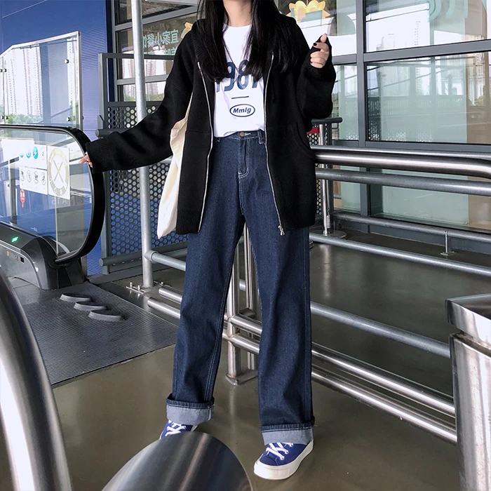 S-L autumn High Waist jeans Lady Casual straight denim jeans womens mom jeans woman (X912)