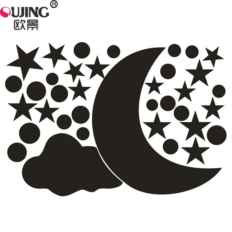 

Cartoon Stars Moon Wall Stickers For Kids Room Nursery Polka Circle Clouds Art Mural Home Decor Girls Boys Gifts DIY Wall Decals