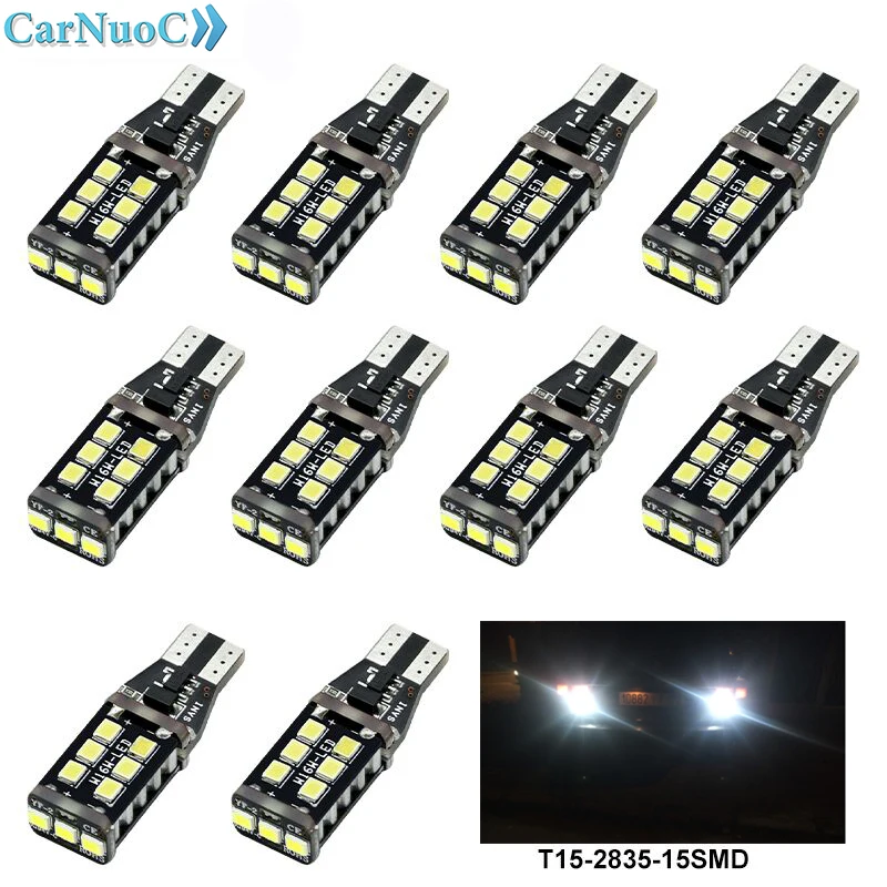 

10pcs Car Interior Dome Map Door Courtesy License Plate Lights Compact Wedge LED T15 Light 2835 SMD 12V W16W Canbus Car Light
