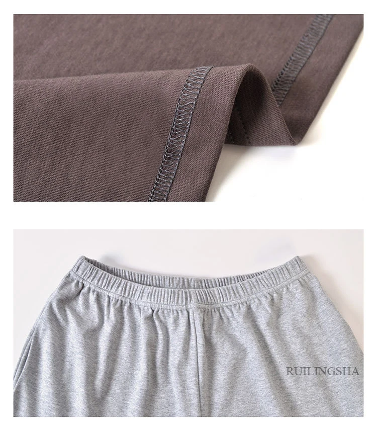 Мужская Летняя Корейская хлопковая новая Пижама Повседневный пуловер с короткими рукавами и круглым вырезом шорты тонкая мужская пижама