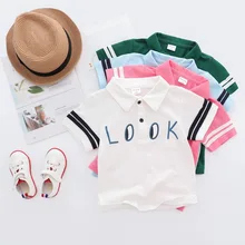 Fashion Summer Cotton Striped Baby Boys Short Sleeved T-shirt Printed Children Tees Kids Tops For Age 2-8 Years Old