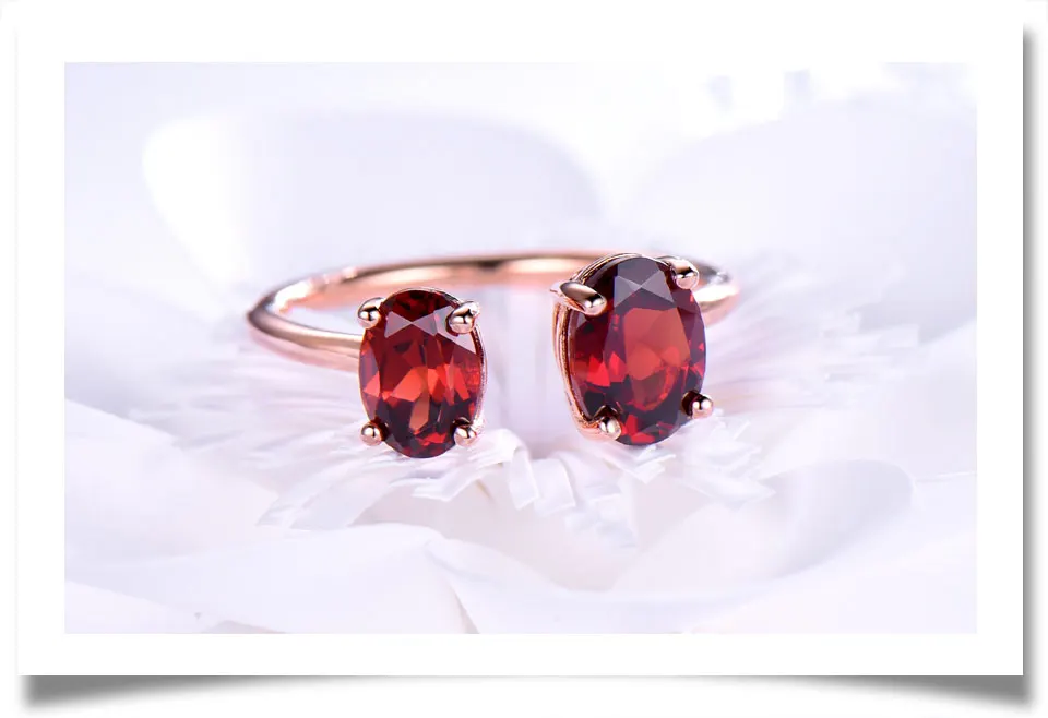 UMCHO 2.5ct натуральный красный гранат кольцо Настоящее 925 пробы серебряные кольца для женщин драгоценный камень подарок на день рождения Новинка
