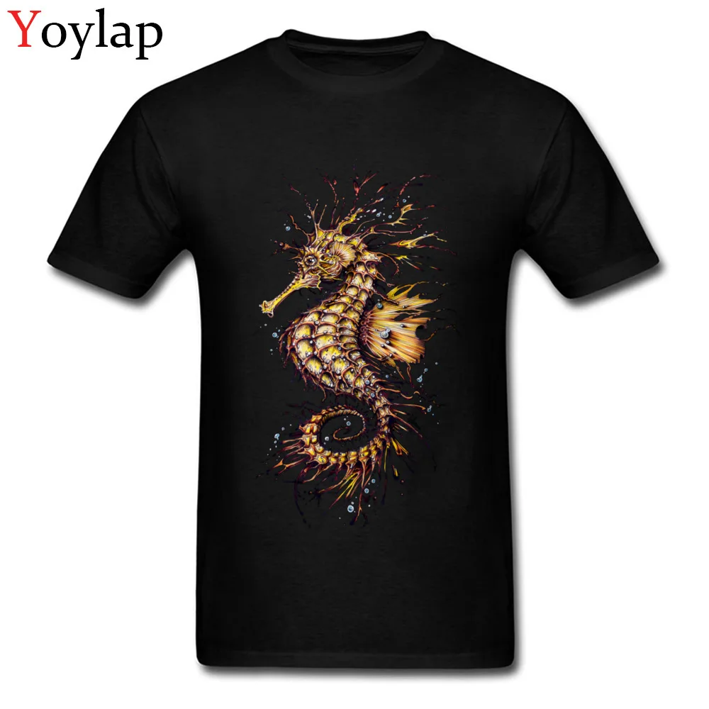 100% Cotton Tops Tees SEAHORSE for Boys Printed T Shirt Summer 2017 Fashion Round Neck Short Sleeve Tee-Shirt Top Quality black