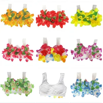 

New Colorful Hawaiian Flower Bra Kids Children Hawaii Hula Dance Floral Bra Summer Tropical Party Favor Wedding