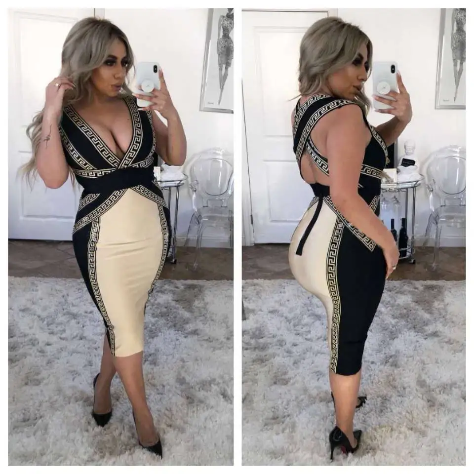 

Halinfer 2019 Elegant Dress High Quality Black V-neck Bodycon Maxi Celebrity Wedding Cocktail Party Dress Vestidos Drop Shipping