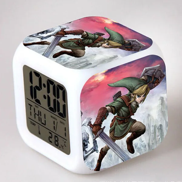 Легенда о Zelda Световой будильник часы Пластик игрушки для детей светодиодный цифровой будильник Reloj Despertador Infantil - Цвет: Светло-желтый