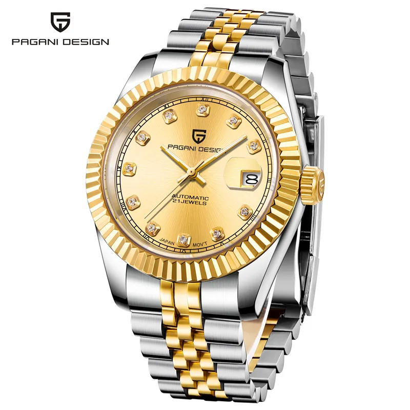 PAGANI Дизайн Топ бренд для мужчин s часы автоматические механические часы Водонепроницаемый Бизнес часы для мужчин золотые наручные часы relogio masculino - Цвет: gold diamond