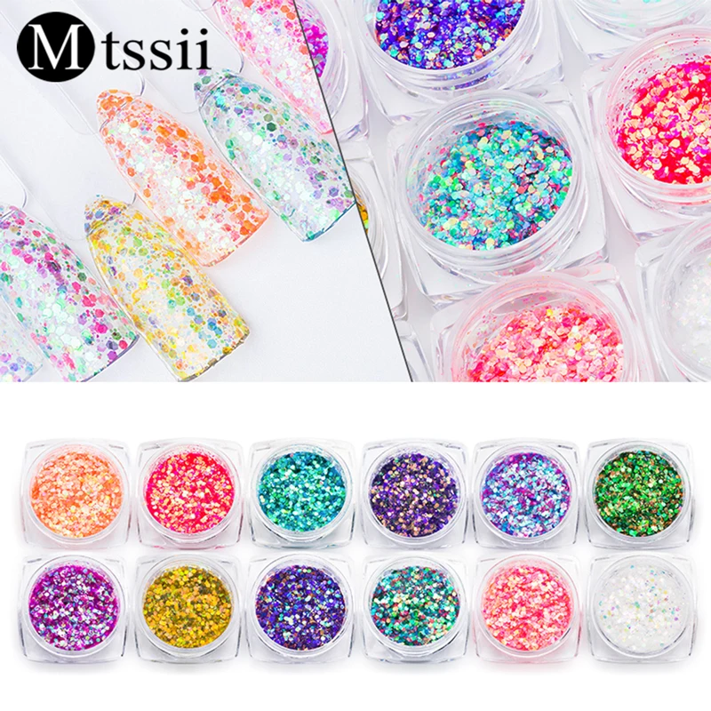 Mtssii Colorful Nail Art Glitter Shining Nail Sequins Magic Mirror