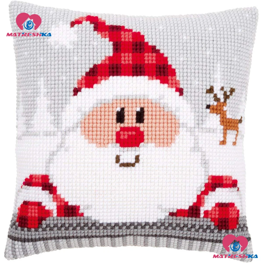 

Cross Stitch Patterns Pillow Cover DMC Counted Handmade Christmas Cushions for Sofa Home Decoration Santa Needlework stitching