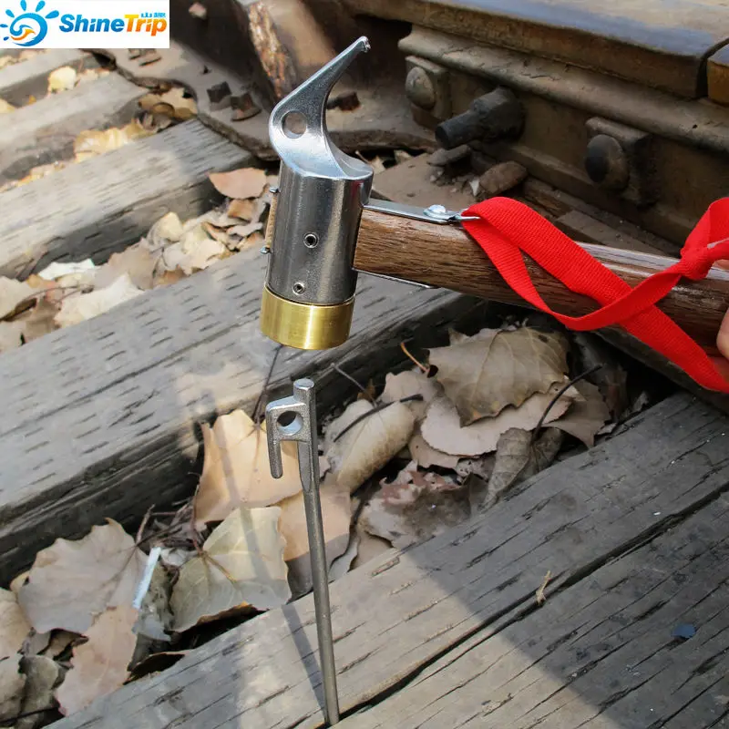 Heavy Duty Camping Brass Mallet Hammer Tent Pegs Stake Nail Puller