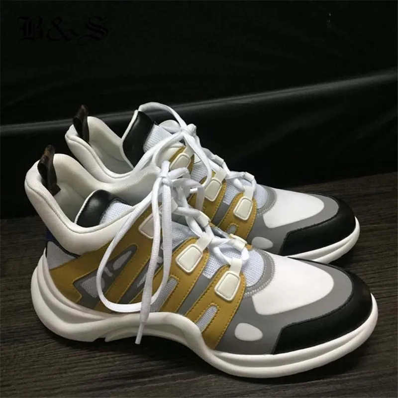 

Black& Street 2018 Hot Brand Design ulzzang Bouncing Arcuate Sole Mesh Breathable genuine Leather Casual Shoes unisex