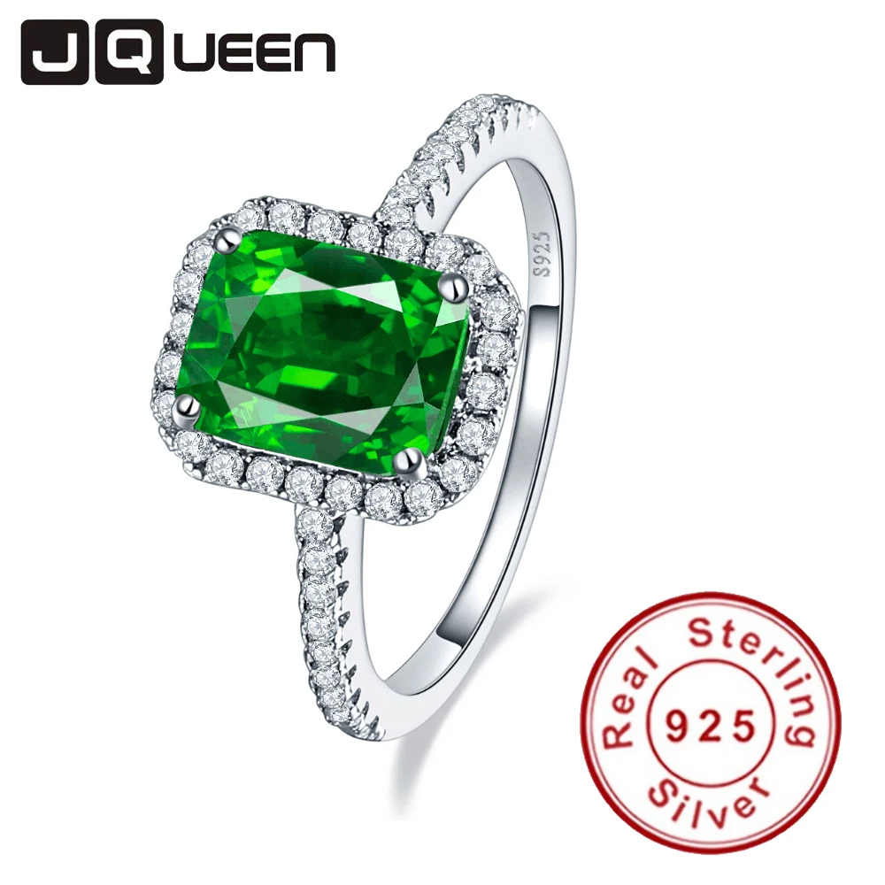 JQUEEN 3.6ct Nano изумруд Твердые 925 пробы серебряные кольца для женщин Brincos обручение обручальное кольцо квадратной огранки удивительные с коробкой