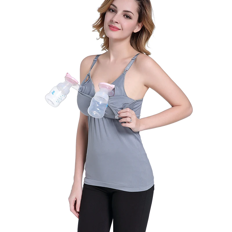 Hands Free Breast Pump Nursing Bra Tank Tops Pregnant Breast Feeding