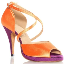 Для женщин Оранжевый атласная Платформа Salsa Костюмы для бальных танцев Танго Обувь для танцев Костюмы для латиноамериканских танцев танцевальная Танцы Обувь все Размеры