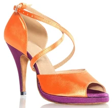 New Women Orange Satin Platform Salsa Ballroom Tango Dance Shoes Latin Dance Dancing Shoes ALL Size