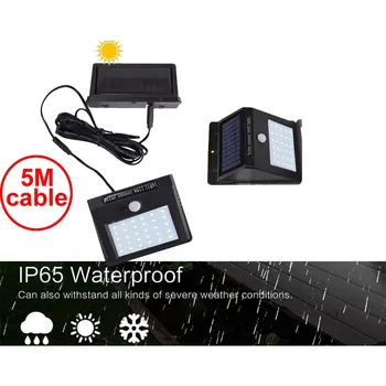 

30 leds solar light detachable panel led strips bulb waterproof IP65 outdoor for yard lawn patio lantern security emergency deck