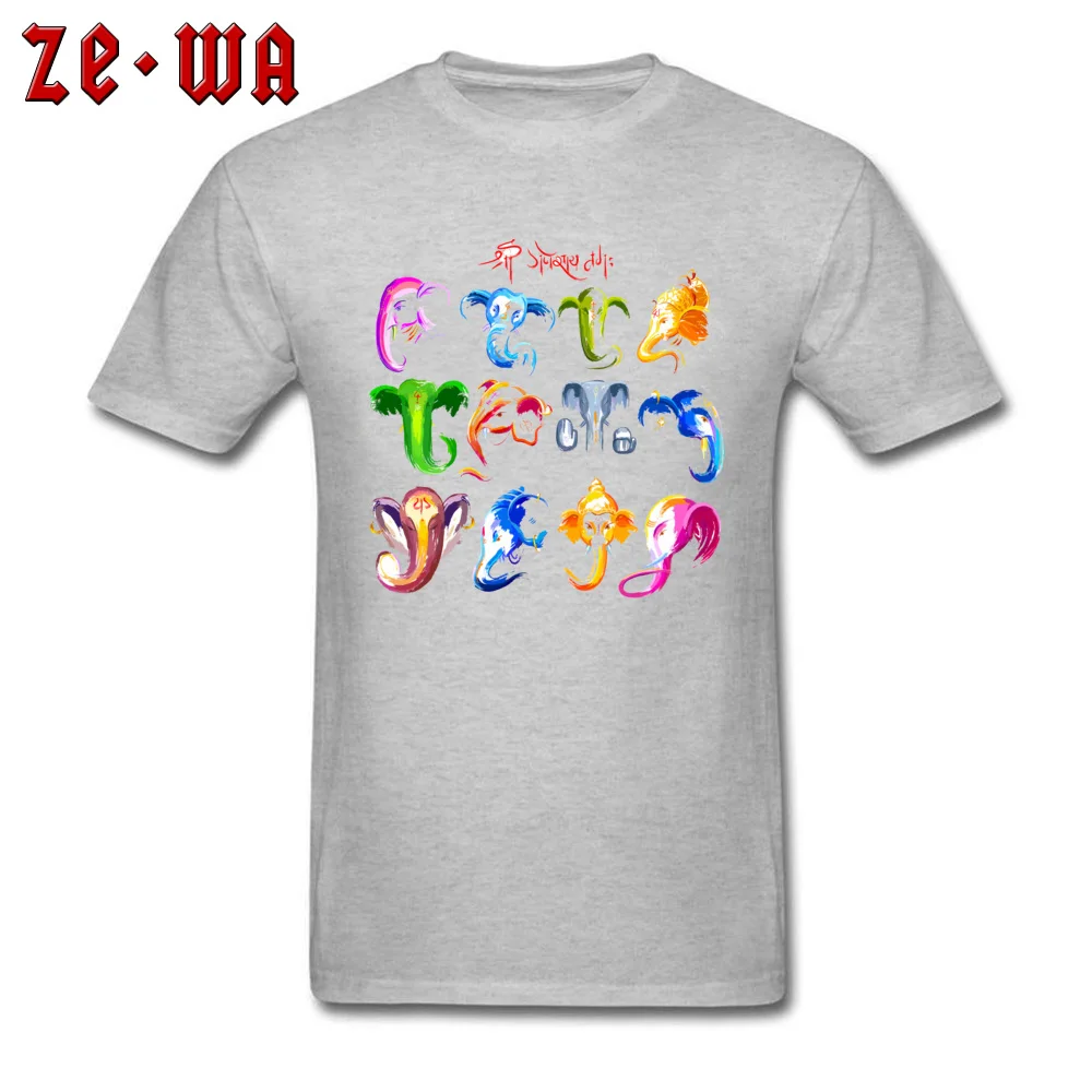 ganesha siddhivinayak temple mumbai deity New Coming Men's T-Shirt Round Collar Short Sleeve 100% Cotton Tops & Tees Tshirts ganesha siddhivinayak temple mumbai deity grey