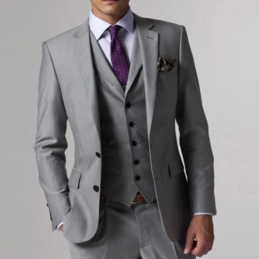 Серый Свадебный Смокинг на заказ серые костюмы серый костюм жениха мужской серый смокинг пиджак, серый свадебный смокинг, 3 предмета серый костюм