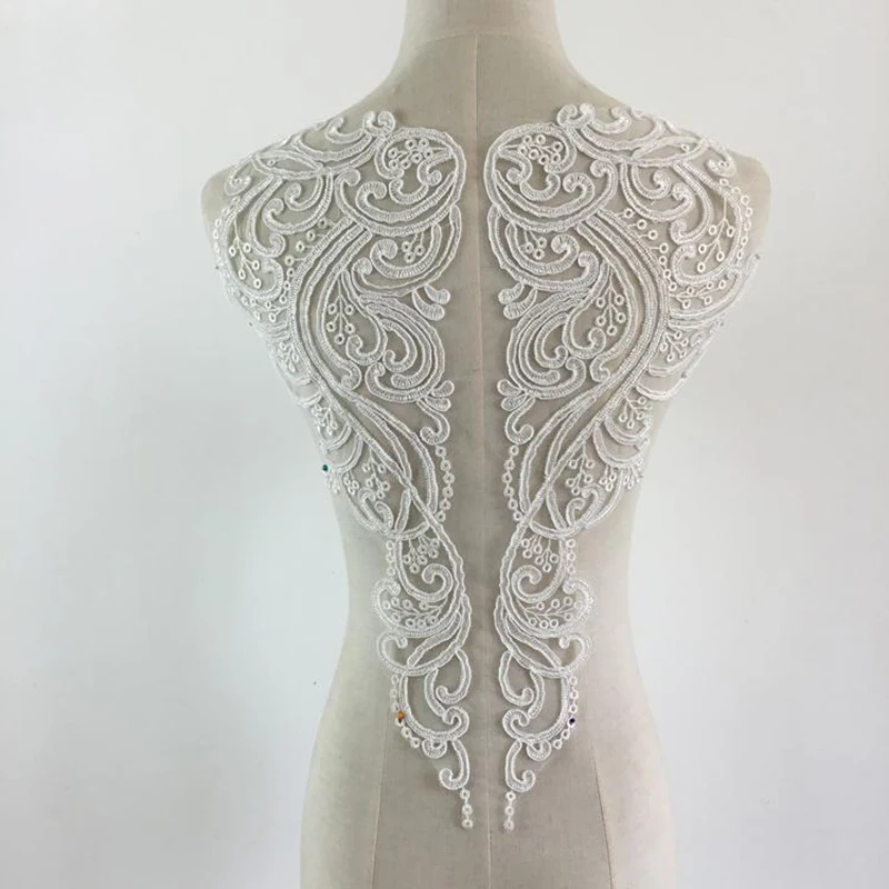 1 шт. Кружевная аппликация для воротника цвета слоновой кости|lace applique neckline|lace