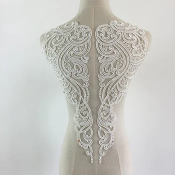 

1Piece Ivory White Black Lace Applique Neckline Collar Appliques Embroidery Lace Trim Fabric Cloth Sewing Patchwork DIY Craft