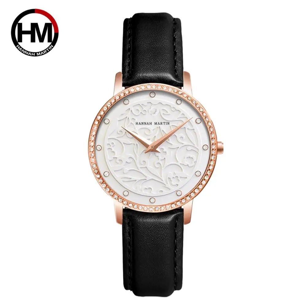 Женские часы, простые, модные, с 3D гравировкой, японские кварцевые наручные часы, водонепроницаемые, ins, топ, люксовый бренд, водонепроницаемые, Relogio Feminio - Цвет: HM-1073P1