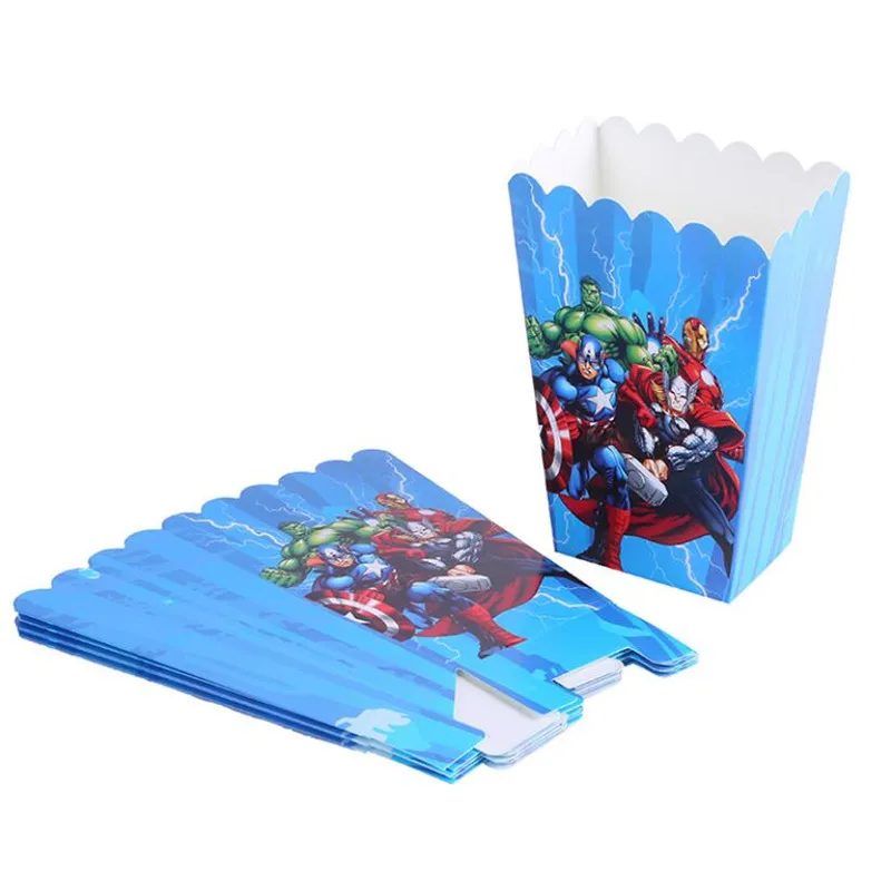 

6pcs/lot Avenger Theme Boy's Party Decorations Disposable Supplies Paper Popcorn Box Favor Kids Baby Shower
