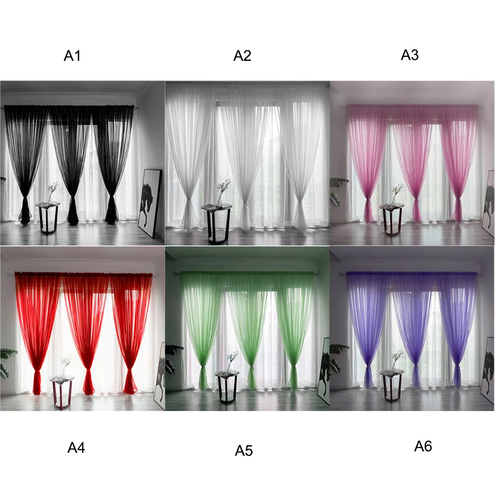 

1pc Door Window Curtain Drape Panel Sheer Scarf Valances Curtain Pure Color Tulle Modern Bedroom Living Room Curtain Cortinas M8