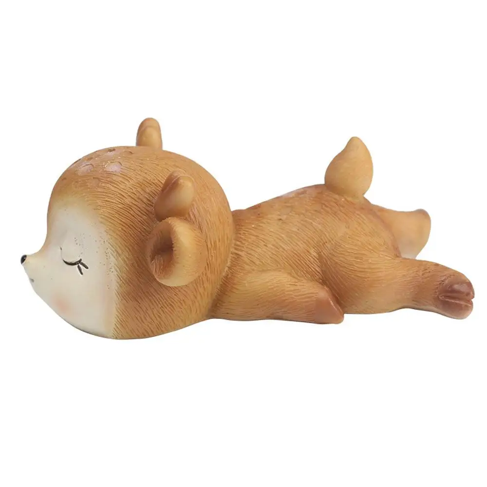 Resin Sleeping Baby Deer Mini 3D Elk Christmas Ornaments Cute Decor for Home Garden Car Xmas Party Table Decoration Kids Gift